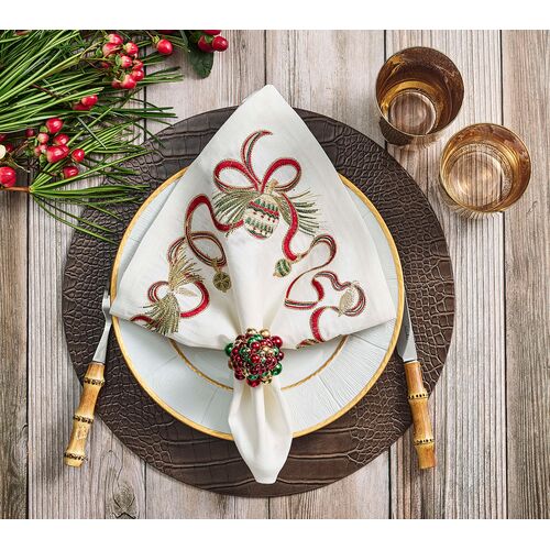S/4 Xmas Baubles Napkin Rings in Red, Green & Gold 11 S/4 Xmas Baubles Napkin Rings in Red, Green & Gold