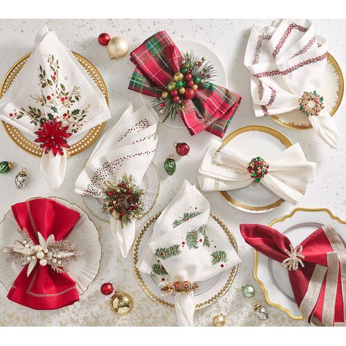 S/4 Xmas Baubles Napkin Rings in Red, Green & Gold 13 S/4 Xmas Baubles Napkin Rings in Red, Green & Gold