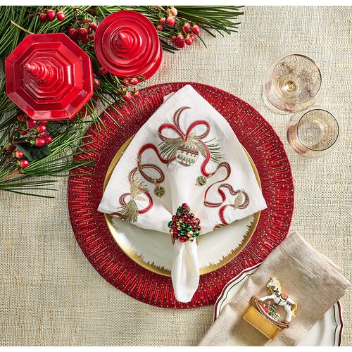 S/4 Xmas Baubles Napkin Rings in Red, Green & Gold 2 S/4 Xmas Baubles Napkin Rings in Red, Green & Gold