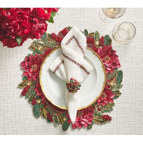 S/4 Xmas Baubles Napkin Rings in Red, Green & Gold 3 S/4 Xmas Baubles Napkin Rings in Red, Green & Gold