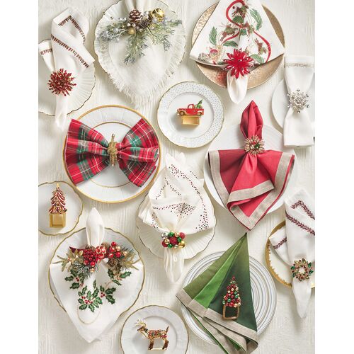S/4 Xmas Baubles Napkin Rings in Red, Green & Gold 7 S/4 Xmas Baubles Napkin Rings in Red, Green & Gold