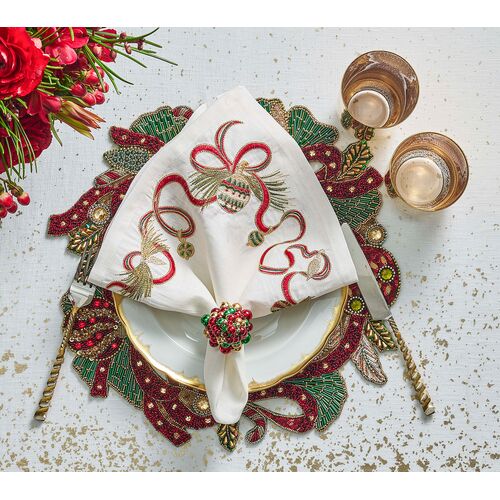 S/4 Xmas Baubles Napkin Rings in Red, Green & Gold 8 S/4 Xmas Baubles Napkin Rings in Red, Green & Gold
