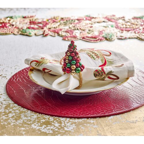 S/4 Xmas Baubles Napkin Rings in Red, Green & Gold 9 S/4 Xmas Baubles Napkin Rings in Red, Green & Gold