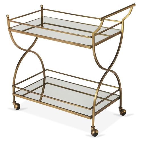 McKenzie Bar Cart, Antiqued Gold
