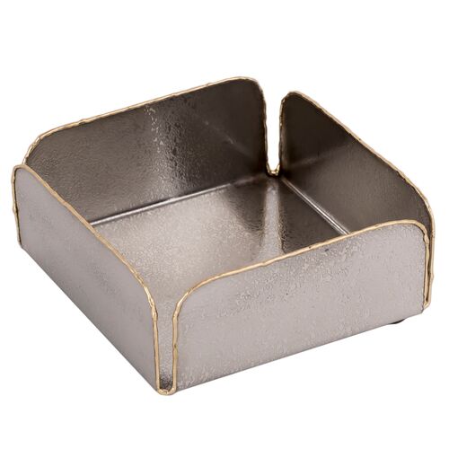 Frosted Nickle Slotted Gold Trimmed Napkin Tray 1 Frosted Nickle Slotted Gold Trimmed Napkin Tray