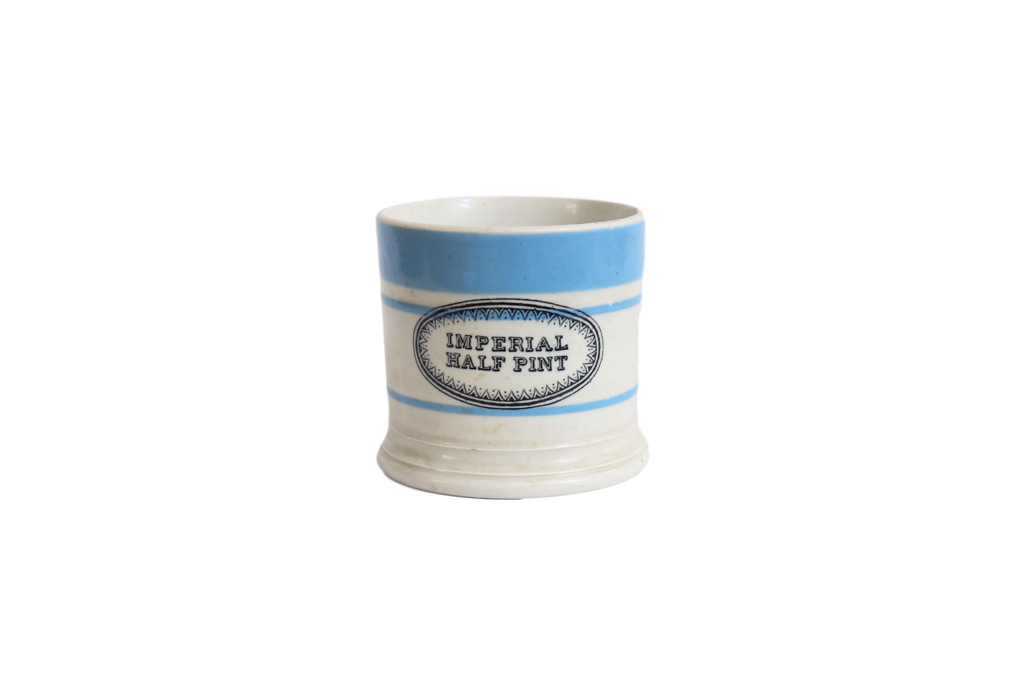 19th-C. English Mocha Ware Half-Pint Mug