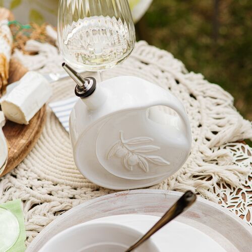 Luna Olive Oil Bottle, White 2 Luna Olive Oil Bottle, White