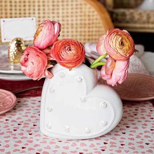 Berry and Thread 6" Heart Vase, Whitewash 5 Berry and Thread 6" Heart Vase, Whitewash
