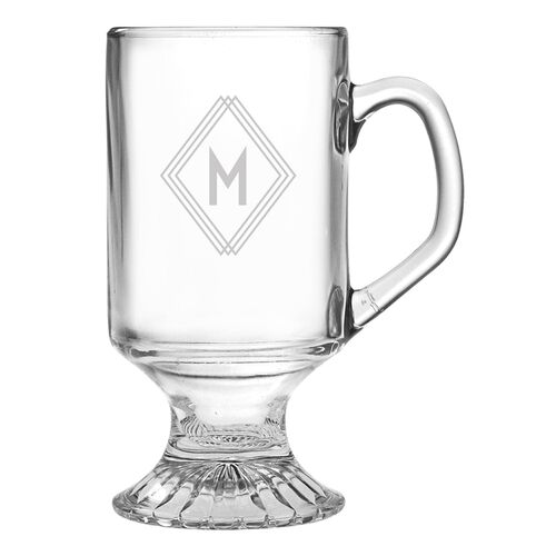 S/4 Deco Diamond Monogram Mug, Clear