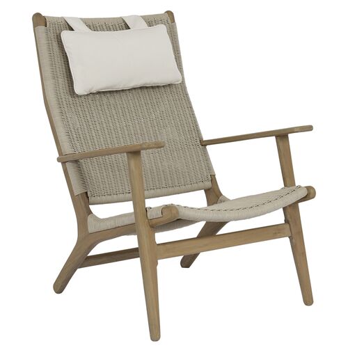 Verian Outdoor Cushionless Highback Chair, Wicker/Teak