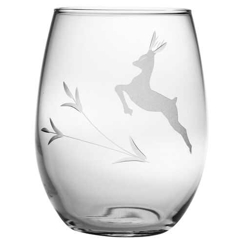Deer, Stemless Wine, 21oz, S/4