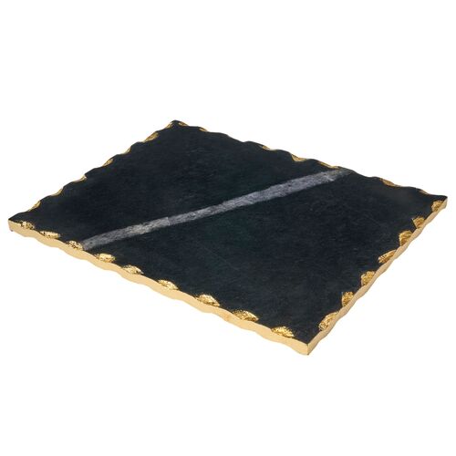Black Marble Gold Edge Serving Board
