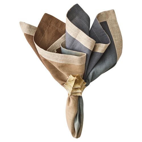 S/4 Dip-Dye Dinner Napkins, Beige/Gray 2 S/4 Dip-Dye Dinner Napkins, Beige/Gray