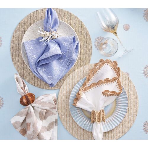 S/4 Ruffle Napkin Rings, Natural 3 S/4 Ruffle Napkin Rings, Natural