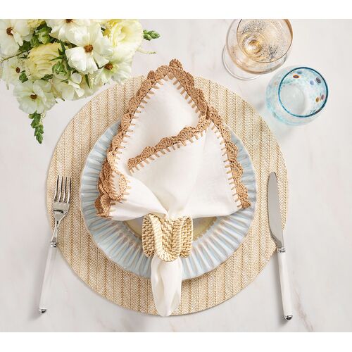 S/4 Ruffle Napkin Rings, Natural 4 S/4 Ruffle Napkin Rings, Natural