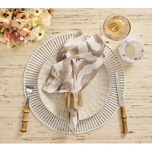 S/4 Ruffle Napkin Rings, Natural 5 S/4 Ruffle Napkin Rings, Natural
