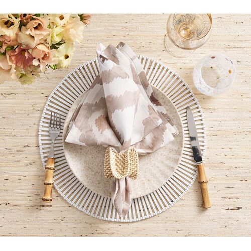 S/4 Ruffle Napkin Rings, Natural 6 S/4 Ruffle Napkin Rings, Natural