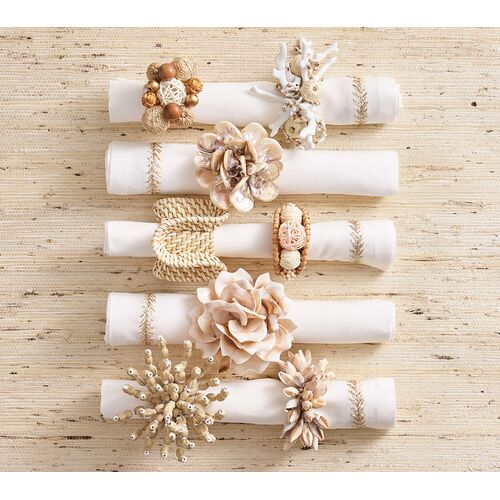 S/4 Ruffle Napkin Rings, Natural 7 S/4 Ruffle Napkin Rings, Natural