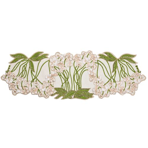 Orchid Cotton/Glass Runner, Green 1 Orchid Cotton/Glass Runner, Green