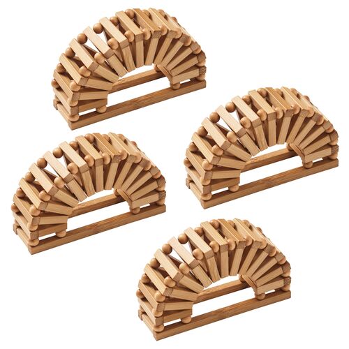 S/4 Spoke Bamboo Napkin Rings, Natural 1 S/4 Spoke Bamboo Napkin Rings, Natural