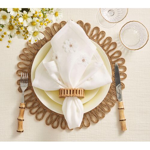 S/4 Spoke Bamboo Napkin Rings, Natural 4 S/4 Spoke Bamboo Napkin Rings, Natural