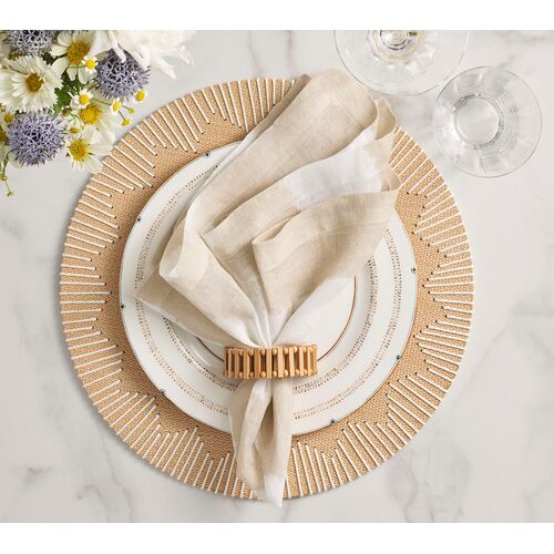 S/4 Spoke Bamboo Napkin Rings, Natural 5 S/4 Spoke Bamboo Napkin Rings, Natural