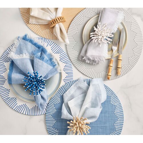 S/4 Spoke Bamboo Napkin Rings, Natural 6 S/4 Spoke Bamboo Napkin Rings, Natural