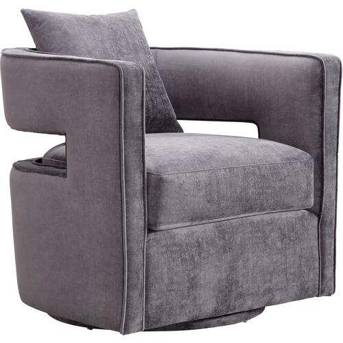 Maura Velvet Swivel Chair, Gray 1 Maura Velvet Swivel Chair, Gray