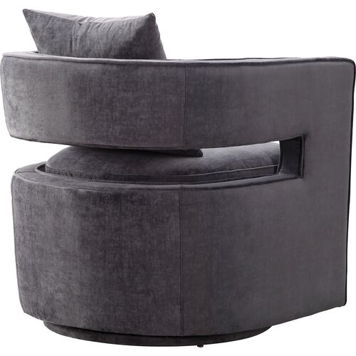 Maura Velvet Swivel Chair, Gray 2 Maura Velvet Swivel Chair, Gray
