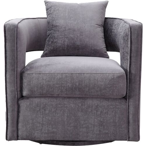 Maura Velvet Swivel Chair, Gray 3 Maura Velvet Swivel Chair, Gray