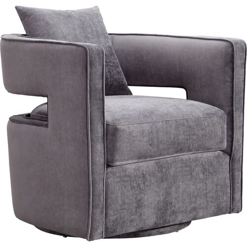 Maura Velvet Swivel Chair, Gray 5 Maura Velvet Swivel Chair, Gray