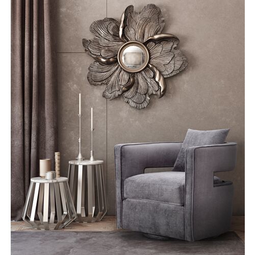 Maura Velvet Swivel Chair, Gray 6 Maura Velvet Swivel Chair, Gray