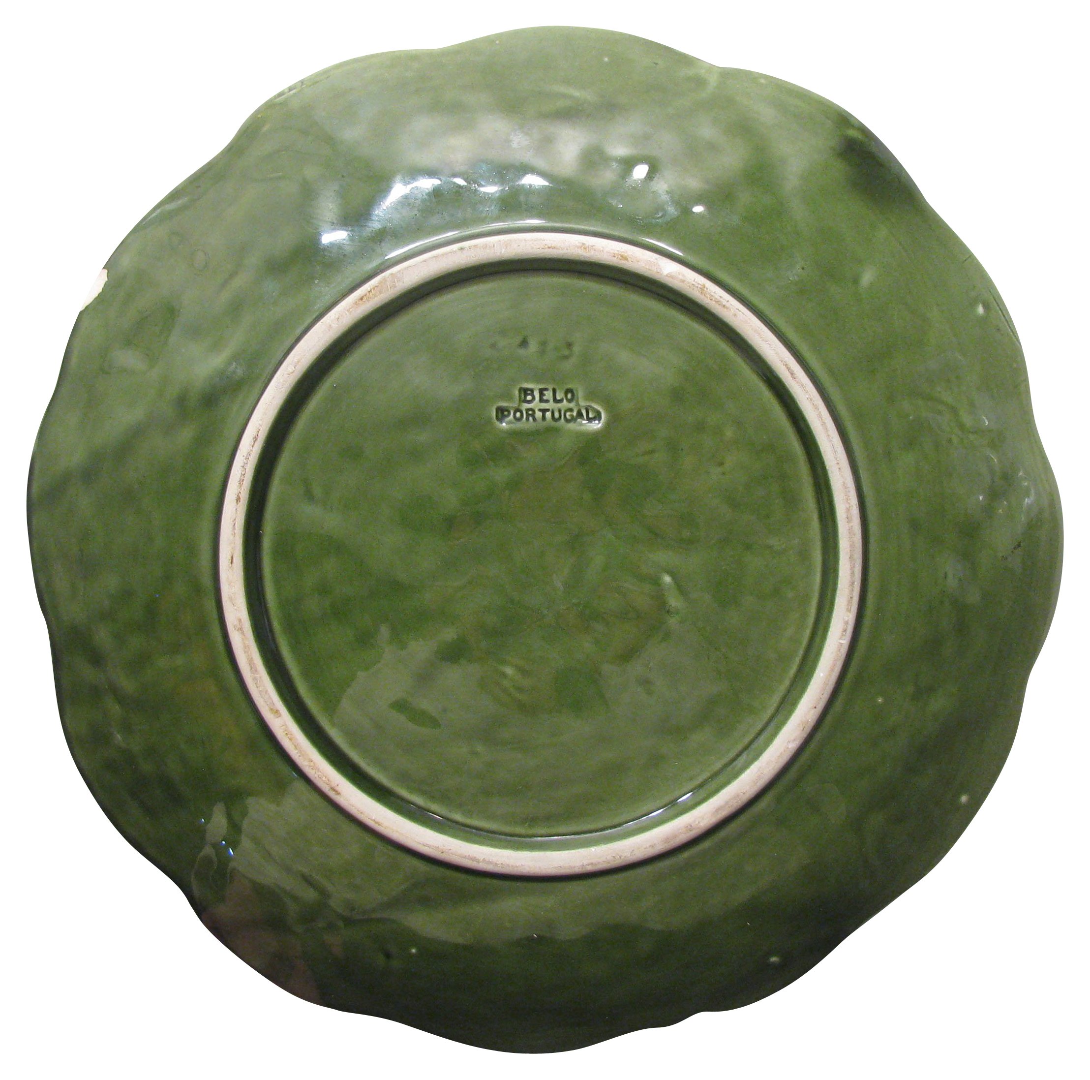 Portuguese Majolica Cabbage Leaf Platter 3 Portuguese Majolica Cabbage Leaf Platter