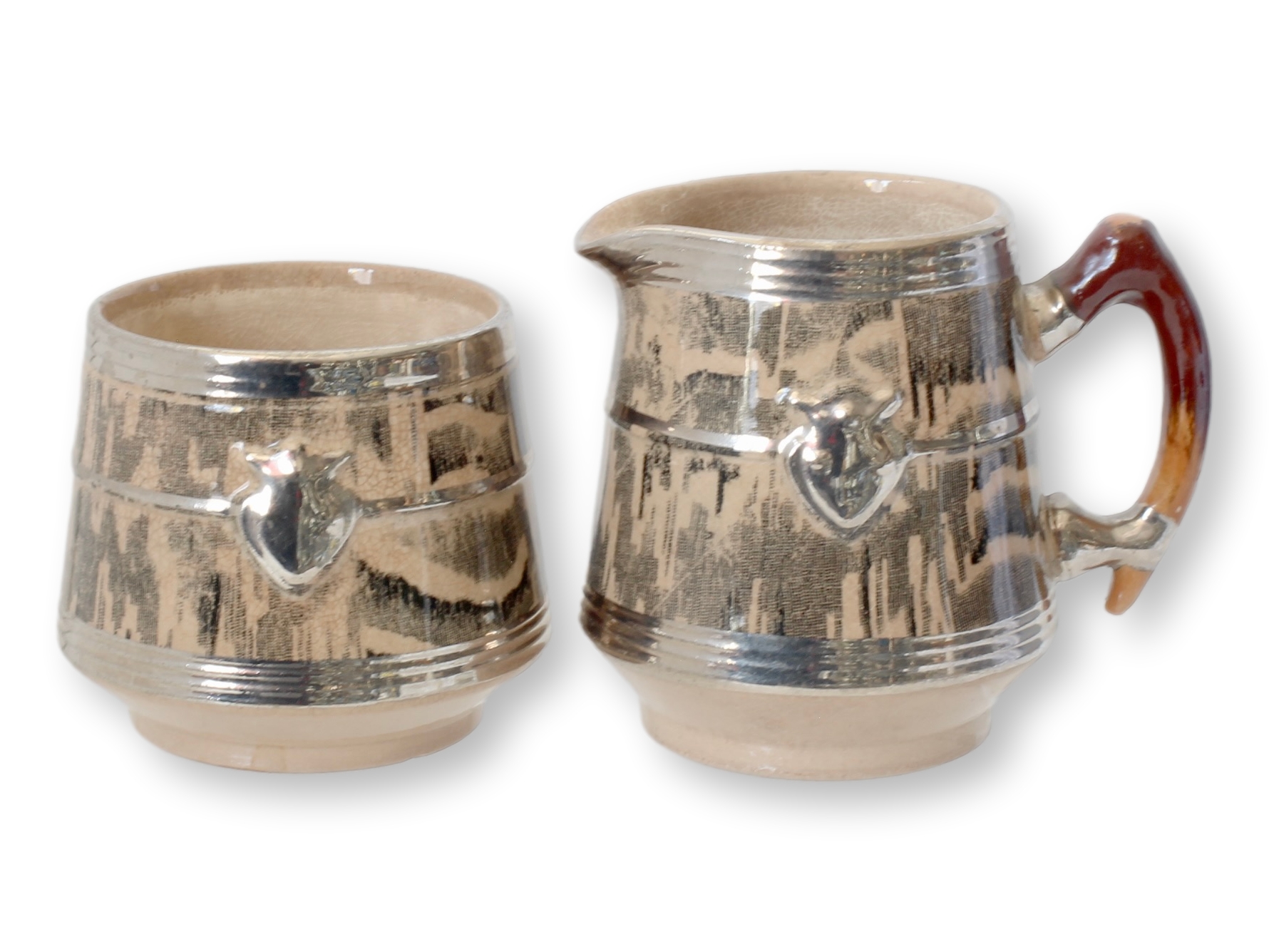 1930s Silver Shield Cream & Sugar