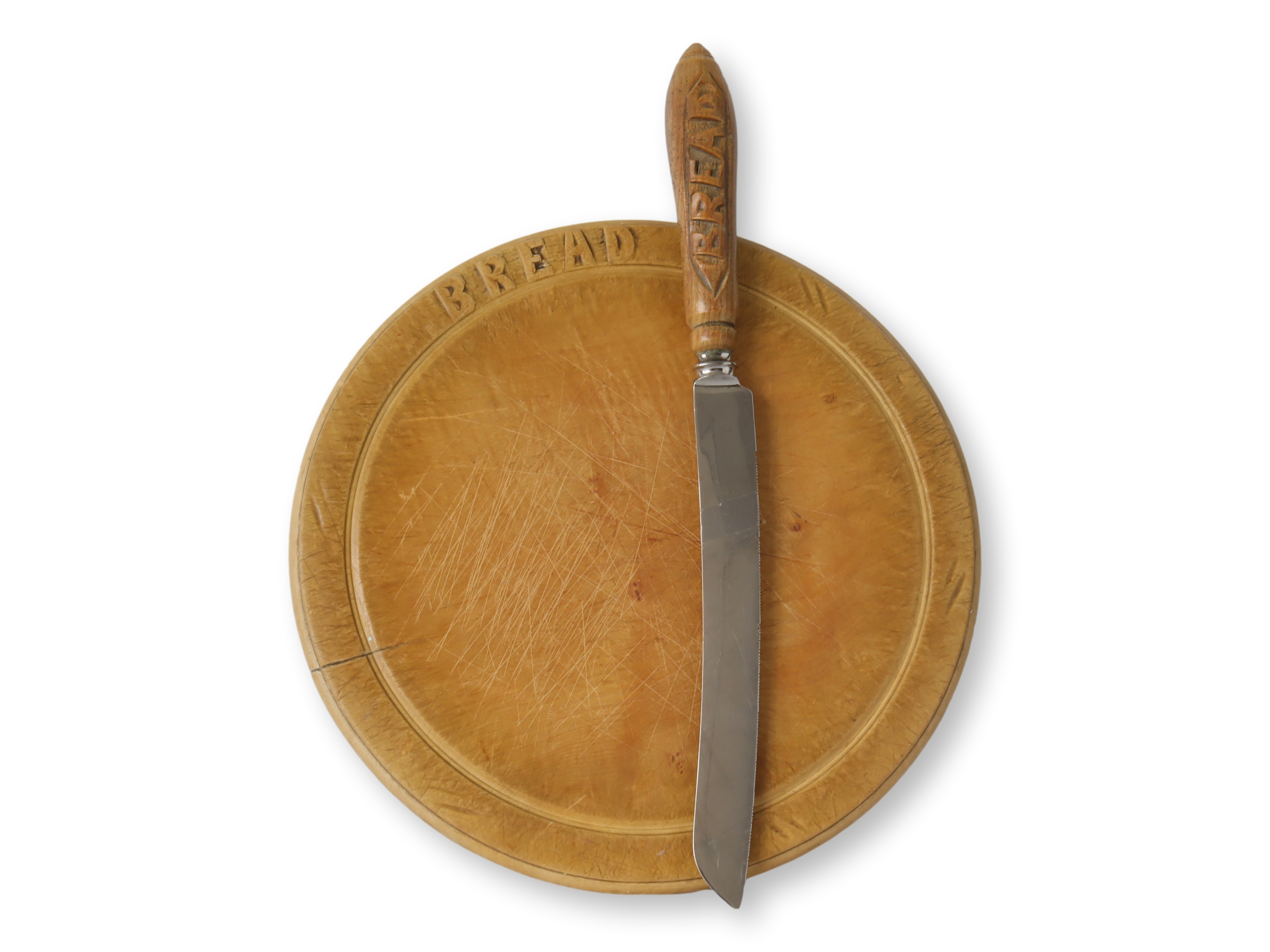 Antique English Bread Board & Knife Set 1 Antique English Bread Board & Knife Set