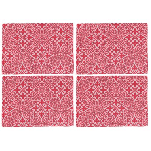 S/4 Damask Cotton Placemats, Red 1 S/4 Damask Cotton Placemats, Red