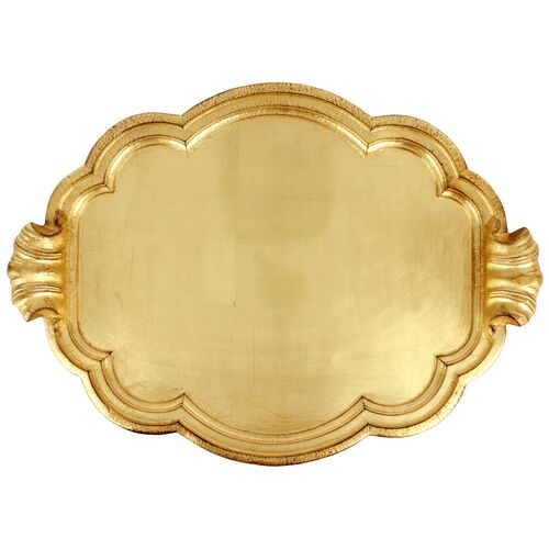 Florentine Wooden Accessories Handled Large Tray, Gold 1 Florentine Wooden Accessories Handled Large Tray, Gold