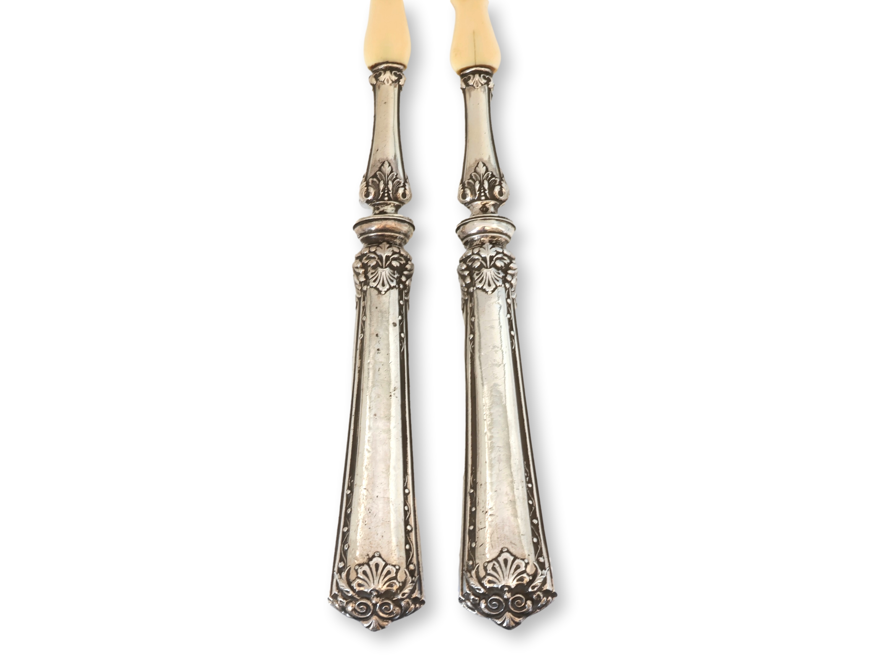 French Silver & Bakelite Salad Servers 2 French Silver & Bakelite Salad Servers