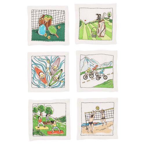 S/6 Venture Cocktail Napkins with Gift Box, Multicolor 1 S/6 Venture Cocktail Napkins with Gift Box, Multicolor