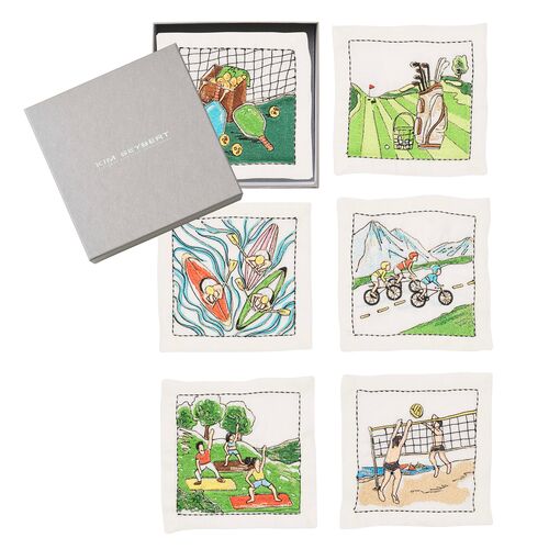 S/6 Venture Cocktail Napkins with Gift Box, Multicolor 2 S/6 Venture Cocktail Napkins with Gift Box, Multicolor