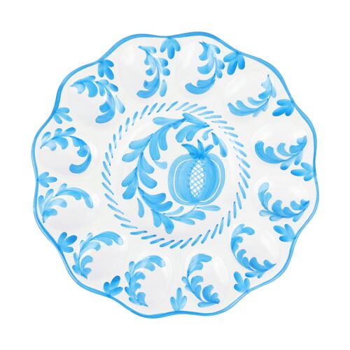 Arezzo Egg Platter, Aqua 1 Arezzo Egg Platter, Aqua