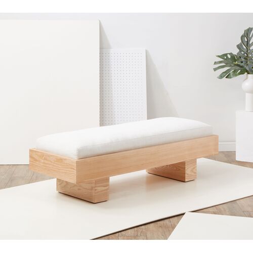 Kaelin Wood Accent Bench, White/Natural 2 Kaelin Wood Accent Bench, White/Natural