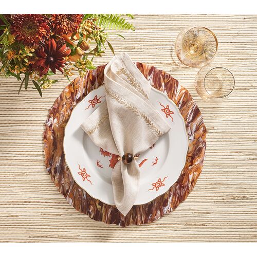 S/4 Mineral Napkin Rings, Brown 3 S/4 Mineral Napkin Rings, Brown