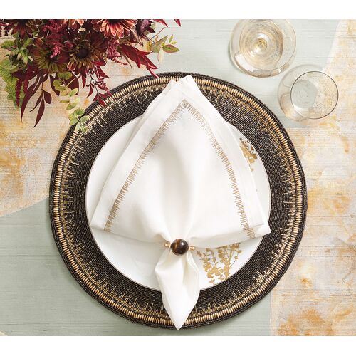 S/4 Mineral Napkin Rings, Brown 4 S/4 Mineral Napkin Rings, Brown