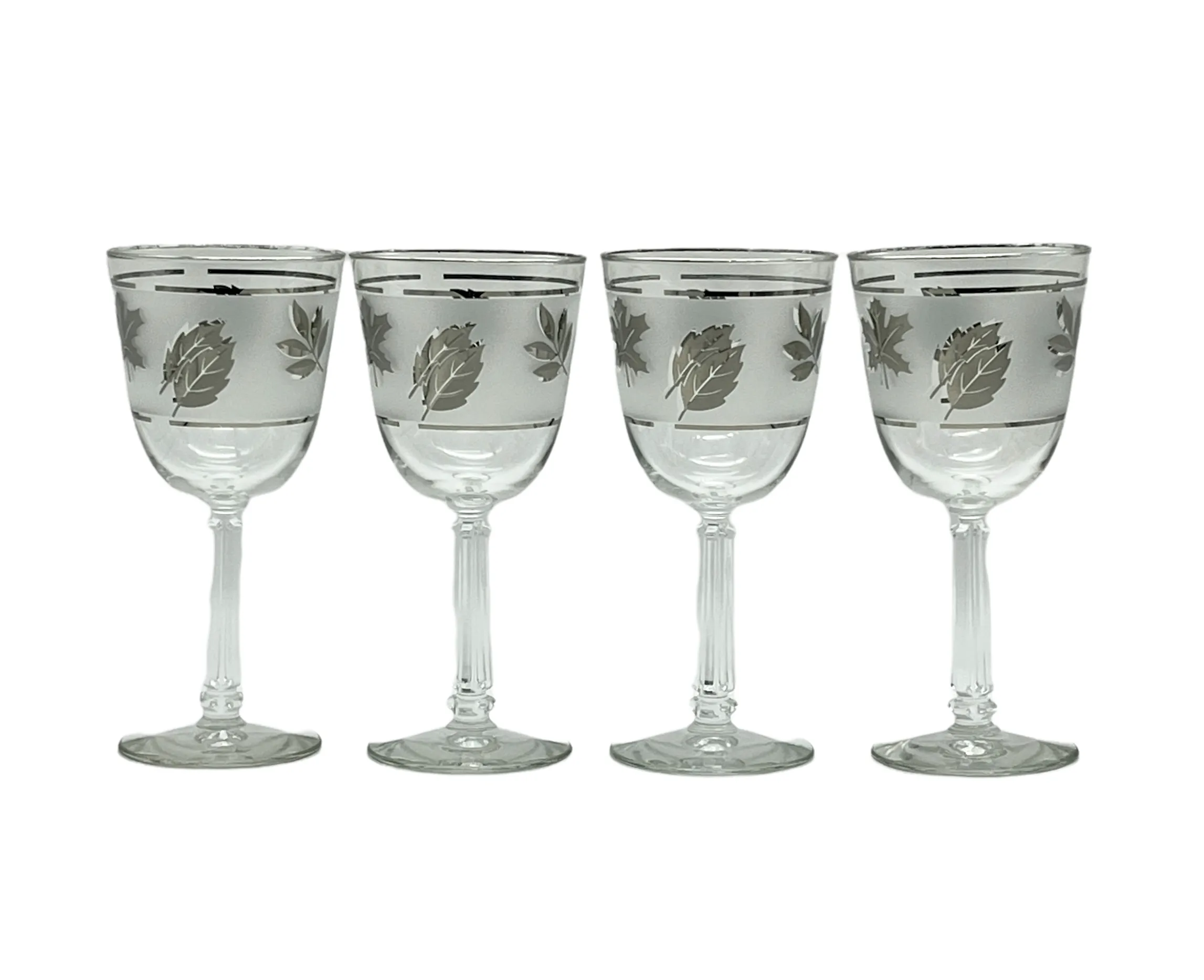 C. 1970s Silver Leaf Stemware