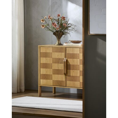 Roan Checkered 2-Door Wooden Cabinet, Brown 2 Roan Checkered 2-Door Wooden Cabinet, Brown
