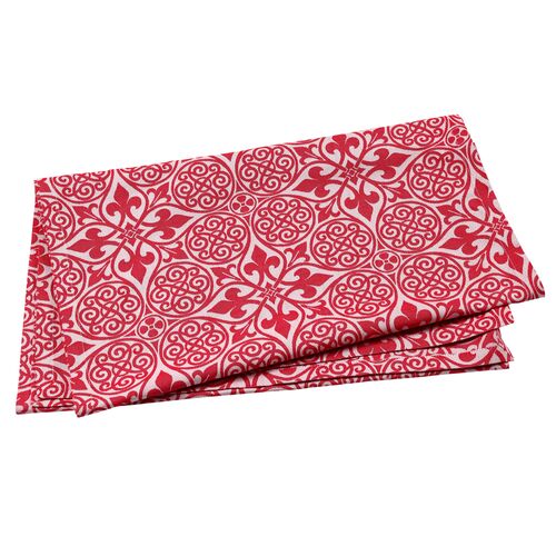 Damask Cotton Runner, Red 1 Damask Cotton Runner, Red