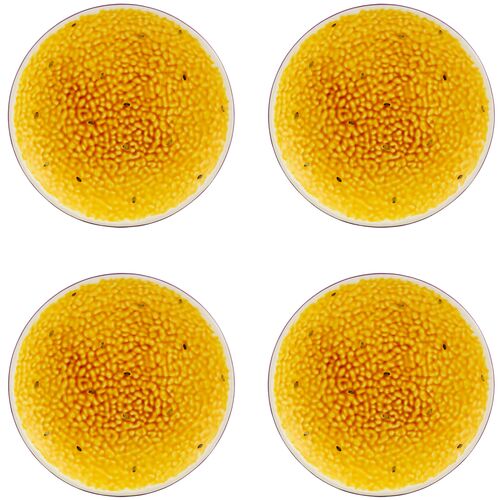 S/4 Tropical Fruits Passion Fruit Dessert Plates, Multi 1 S/4 Tropical Fruits Passion Fruit Dessert Plates, Multi