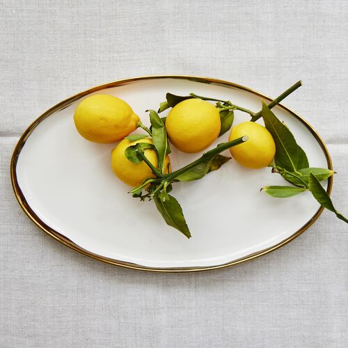Dauville Oval Platter, Platinum Rim 2 Dauville Oval Platter, Platinum Rim