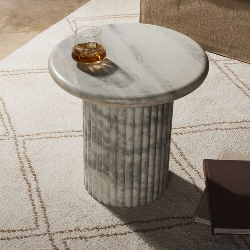 Kamden Fluted Marble End Table 2 Kamden Fluted Marble End Table